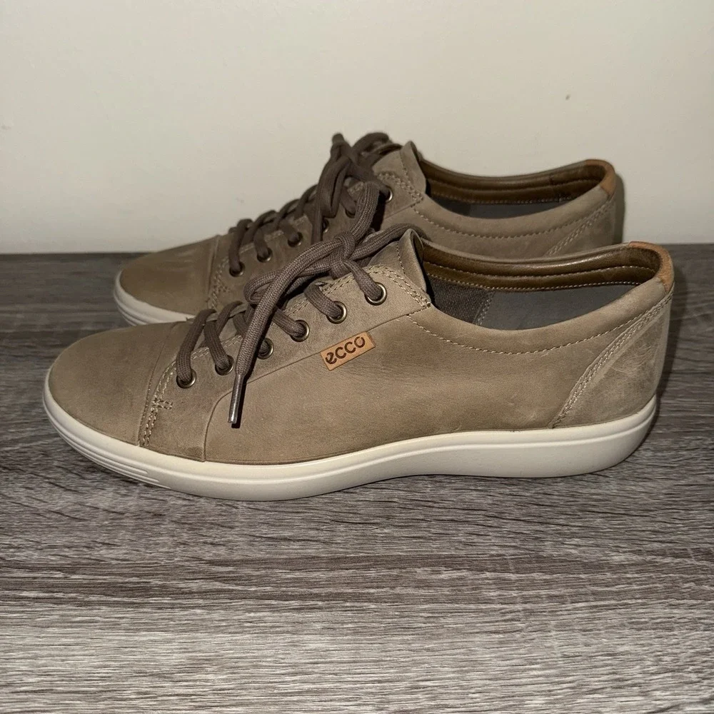 ECCO Mens Navajo Brown Gray Soft Leather‎ Sneakers Size 10